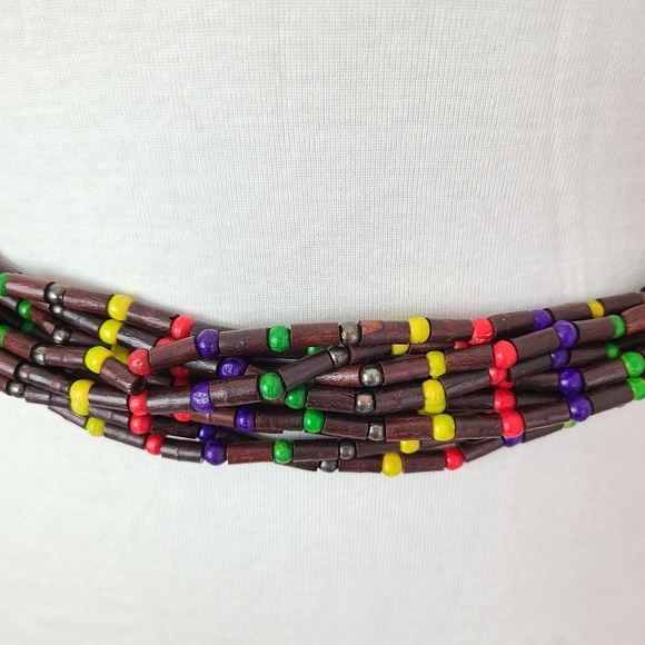 Boho Colorful Wooden Bead Chain Belt Hippie Beach - Picture 7 of 7